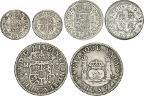Spanish Monarchy
Philip V
Lote 2 monedas 1/2, 1 y 2 Reales. 1726, 1737, 1738. MADRID-J. F. y A. y MEXICO-M. F. A EXAMINAR. AC-185, 437, 818. MBC- a ...