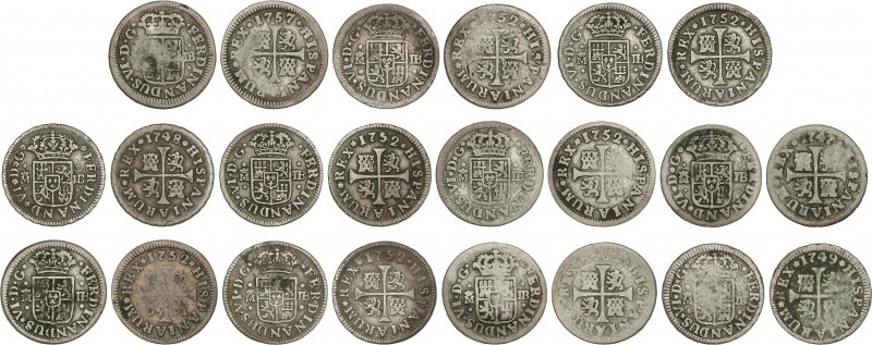 Spanish Monarchy
Ferdinand VI
Lote 11 monedas 1/2 Real. 1747, 48, 49. 52 (7), ...