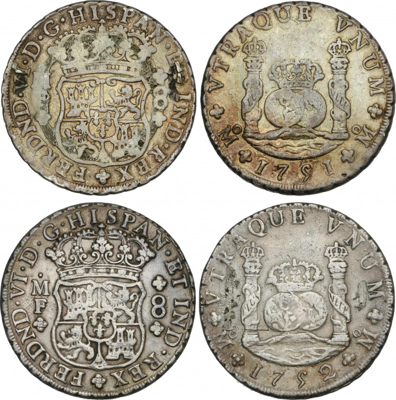 Spanish Monarchy
Ferdinand VI
Lote 2 monedas 8 Reales. 1751, 1752. MÉXICO. M.F...