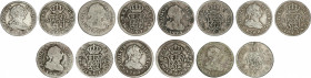 Spanish Monarchy
Charles III
Lote 7 monedas 1/2 Real. 1774 (2), 77, 80, 84, 88 (2). MADRID. A EXAMINAR. AC-159 (2), 161, 164, 170, 174 (2). BC a MBC...