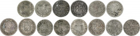 Spanish Monarchy
Charles III
Lote 7 monedas 1 Real. 1759, 1760, 1761, 1762, 1766, 1768, 1773. MADRID (4), MÉXICO, SEVILLA (2). A EXAMINAR. AC-377, 3...