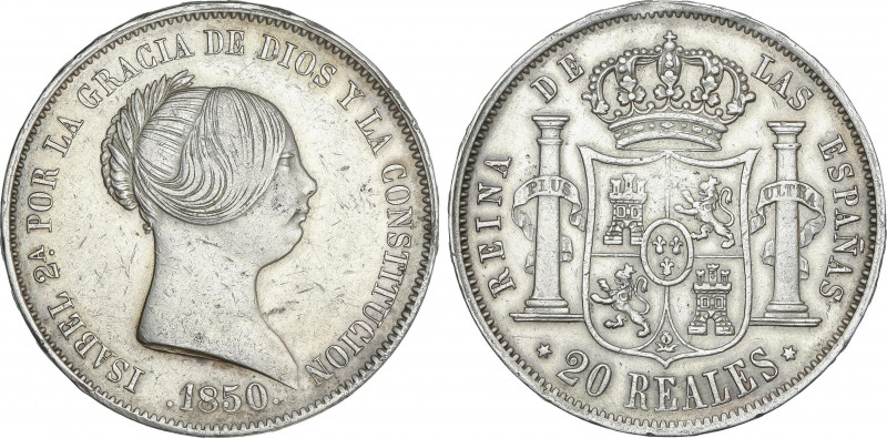 Spanish Monarchy
Elisabeth II
20 Reales. 1850. MADRID. 25,84 grs. AR. (Rayitas...