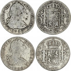Spanish Monarchy
Charles III
Lote 2 monedas 8 Reales. 1780. LIMA-M.I. y MEXICO-F.F. La de Lima múltiples resellos chinos. A EXAMINAR. AC-1047, 1120....