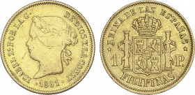 Spanish Monarchy
Elisabeth II
1 Peso. 1861. MANILA. 1,66 grs. AU. (Pequeños golpecitos). AC-820. MBC-/MBC.