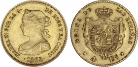 Spanish Monarchy
Elisabeth II
4 Escudos. 1865. MADRID. 3,31 grs. (leves rayitas). AC-688. EBC.