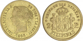 Spanish Monarchy
Elisabeth II
2 Pesos. 1862. MANILA. 3,36 grs. AC-838. MBC-/MBC.