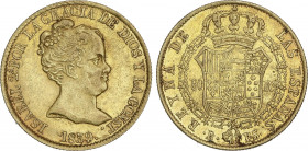 Spanish Monarchy
Elisabeth II
80 Reales. 1839. BARCELONA. P.S. 6,71 grs. AC-704. EBC-.