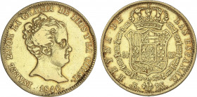 Spanish Monarchy
Elisabeth II
80 Reales. 1840. BARCELONA. P.S. 6,70 grs. (Leves golpecitos). AC-705. MBC.