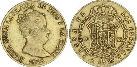 Spanish Monarchy
Elisabeth II
80 Reales. 1845. BARCELONA. P.S. 6,72 grs. (Leves golpecitos). AC-713. MBC.