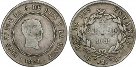 Spanish Monarchy
Ferdinand VII
10 Reales. 1821. MADRID. S.R. 12,98 grs. Módulo 4 Reales. AC-1088. MBC-.