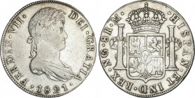 Spanish Monarchy
Ferdinand VII
8 Reales. 1821. GUATEMALA. M. 26,84 grs. (Golpecitos y algo limpiada). AC-1236. MBC-/MBC.
