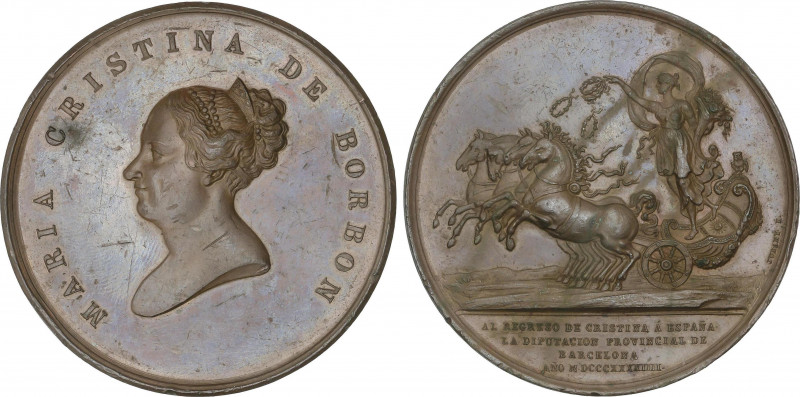 Spanish Monarchy
Elisabeth II
Medalla Regreso Mª Cristina de Borbón. 1844. DIP...