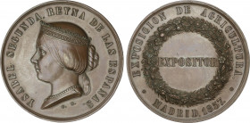 Spanish Monarchy
Elisabeth II
Medalla Exposición de Agricultura. 1857. MADRID. Anv.: YSABEL SEGUNDA REYNA DE LAS ESPAÑAS. Busto a izquierda. Rev.: E...