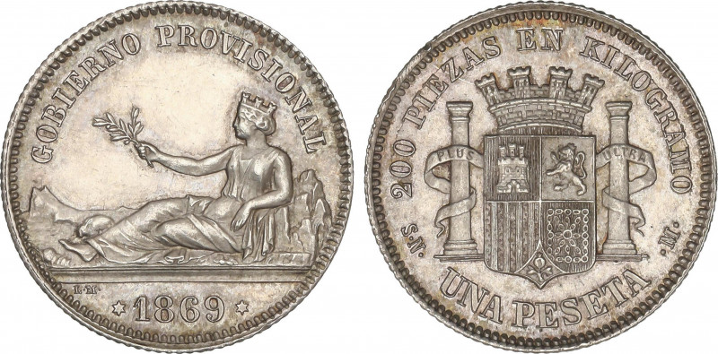 Provisional Government and I Republic
1 Peseta. 1869. S.N.-M. RARA EN ESTA CALI...