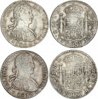 Spanish Monarchy
Ferdinand VII
Lote 2 monedas 8 Reales. 1809 y 1810. MÉXICO. T.H. y H.J. Busto imaginario. A EXAMINAR. AC-1308, 1314. MBC.