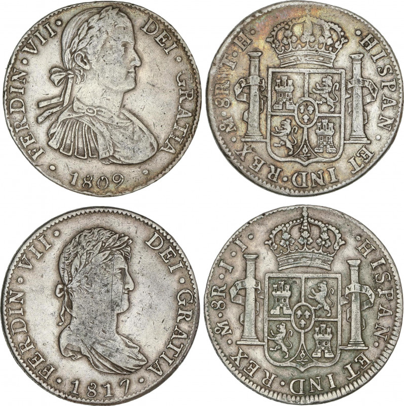 Spanish Monarchy
Ferdinand VII
Lote 2 monedas 8 Reales. 1809, 1817. MÉXICO. T....