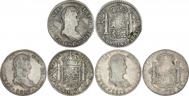 Spanish Monarchy
Ferdinand VII
Lote 3 monedas 8 Reales. 1812, 1815, 1819. MÉXICO. J.J. A EXAMINAR. AC-1320, 1329, 1334. MBC-.