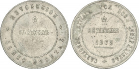 Cantonal Revolution
5 Pesetas. 1873. CARTAGENA. Anv.: 100 perlas. Rev.: 95 perlas. 29,67 grs. Anverso y reverso no coincidente. Tipo moneda. (Leves o...