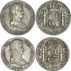 Spanish Monarchy
Ferdinand VII
Lote 2 monedas 8 Reales. 1814, 1820. POTOSÍ. P.J. (La de 1814 perforación reparada a las 12h). A EXAMINAR. AC-1378, 1...