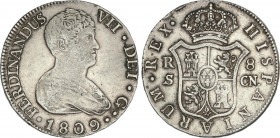 Spanish Monarchy
Ferdinand VII
8 Reales. 1809. SEVILLA. C.N. 26,79 grs. Busto desnudo. AC-1412. MBC.