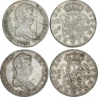 Spanish Monarchy
Ferdinand VII
Lote 2 monedas 8 Reales. 1815, 1818. SEVILLA. C.J. (1815 rayas). A EXAMINAR. AC-1416, 1419. MBC.