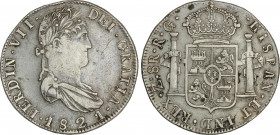 Spanish Monarchy
Ferdinand VII
8 Reales. 1821. ZACATECAS. R.G. 26,51 grs. Ligera pátina. AC-1465. MBC.