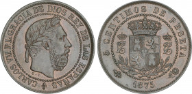 Charles VII, Pretender
10 Céntimos. 1875. BRUSELAS. BONITA. Anverso y reverso no coincidentes. Reverso girado 180º. Parte de brillo original. EBC+.