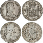 Spanish Monarchy
Ferdinand VII
Lote 2 monedas 8 Reales. 1808, 1809. MÉXICO-T.H. y POTOSÍ-P.J. (1809 México resellos chinos). A EXAMINAR. AC-1308, 13...
