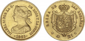 Spanish Monarchy
Elisabeth II
4 Escudos. 1865. MADRID. AC-688. EBC-.