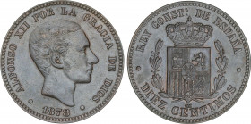 Alfonso XII
10 Céntimos. 1878. BARCELONA. O.M. Pátina. EBC.