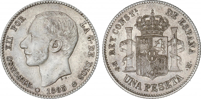 Alfonso XII
1 Peseta. 1885 (*18-86). M.S.-M. MBC+.