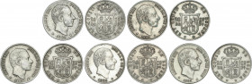 Alfonso XII
Lote 5 monedas 20 Centavos de Peso. 1881, 1882, 1883, 1884 y 1885. MANILA. A EXAMINAR. MBC- a EBC-.