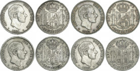 Alfonso XII
Lote 4 monedas 50 Centavos de Peso. 1881, 1882, 1883 y 1885. MANILA. A EXAMINAR. MBC- a MBC.