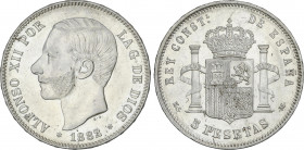 Alfonso XII
5 Pesetas. 1882/1 (*18-82/1). M.S.-M. ESCASA. (Leves rayitas). EBC-.