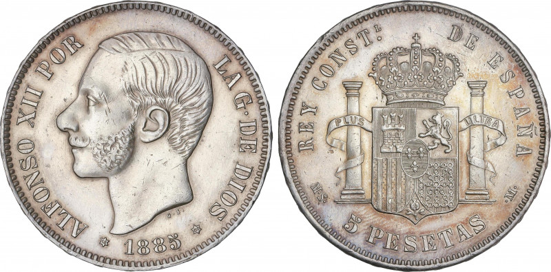 Alfonso XII
5 Pesetas. 1885 (*18-85). M.S.-M. Pátina. EBC.