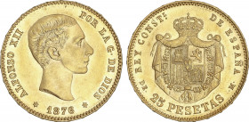 Alfonso XII
25 Pesetas. 1876 (*18-76). D.E.-M. Brillo original. (Leves rayitas). EBC.