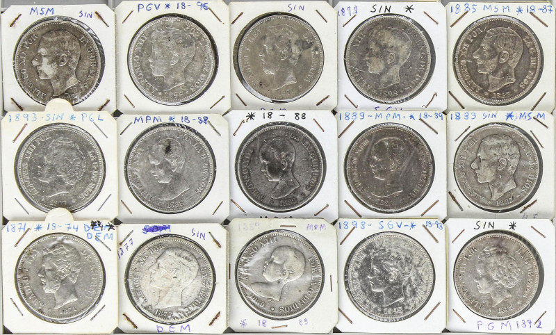 Lots and Collections from 1869 to 1931
Lote 30 monedas 5 Pesetas. 1871 a 1898. ...