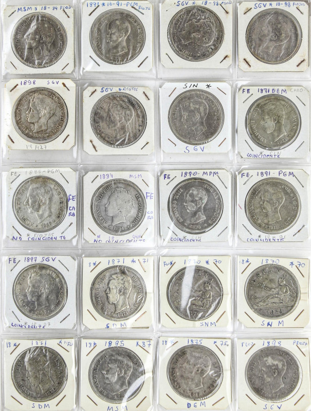 Lots and Collections from 1869 to 1931
Lote 40 monedas 5 Pesetas. 1870 a 1898. ...