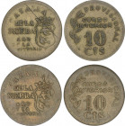 Local Issues of the Civil War
Lote 2 monedas 10 Céntimos. CAZALLA DE LA SIERRA. Latón. A EXAMINAR. HG-233; Vti-L46. MBC.