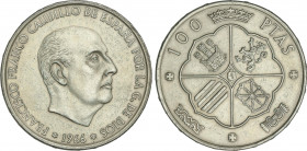 Estado Español
100 Pesetas. 1966 (*19-69). Palo recto. (Marquitas). EBC+.