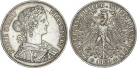 World Coins
German States
2 Thalers (3 1/2 Gulden). 1860. FRANKFURT. 36,95 grs. AR. (Leves golpecitos). KM-365. EBC-.