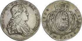 World Coins
German States
Thaler. 1800. FRIEDRICH AUGUST III. SAXONY - ALBERTINE. 27,69 grs. AR. (Rayitas de ajuste). Dav-2701; KM-1027.2. MBC-.