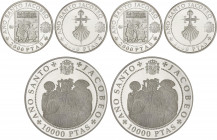 Juan Carlos I
Juan Carlos I
Lote 2 series 3 monedas 2.000 (2) y 10.000 Pesetas. 1993. AÑO SANTO JACOBEO. AR. Peregrinos Alemanes (2), Cruz de Santia...