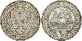 World Coins
Germany
5 Reichmark. 1927-A. REPÚBLICA DE WEIMAR. BERLIN. ESCASA. 24,97 grs. AR. Centenario de Bremerhaven. (Leves golpecitos). KM-51. E...