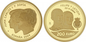 Juan Carlos I
Juan Carlos I
200 Euros. 2004. BODA DEL PRÍNCIPE DE ASTURIAS CON DOÑA LETICIA ORTIZ ROCASOLANO. AU. En estuche original, con certifica...