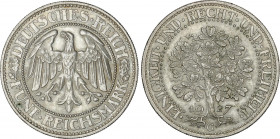 World Coins
Germany
5 Reichsmark. 1927-G. REPÚBLICA DE WEIMAR. KARLSRUHE. 25,04 grs. AR. Árbol. KM-56. EBC.