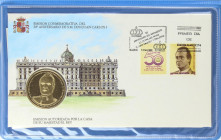 Juan Carlos I
Juan Carlos I
Medalla 50 Aniversario Juan Carlos I. 5 Enero 1988. Anv.: Busto. Rev.: Leyenda dentro de Cadena de toisón. AR. Ø 39 mm. ...