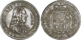 World Coins
Austria
Thaler. 1654. FERDINAND KARL. HALL. ESCASA. 28,28 grs. AR. Bonita pátina de monetario antiguo. Dav 3367; KM 932.3. EBC.