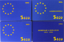 Juan Carlos I
Ecu Issues
Lote 16 monedas 5 Ecu. 1990 (4), 1991 (4), 1993 (4), 1995 (4). AR. Alfonso X (4), Averroes (4), Homenaje a Don Juan (Saltil...