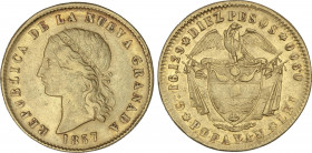 World Coins
Colombia
10 Pesos. 1857. ´ REPUBLICA DE NUEVA GRANADA. POPAYÁN. 16,03 grs. AU. (Pequeños golpecitos). Fr-86; KM-122.2. MBC+.